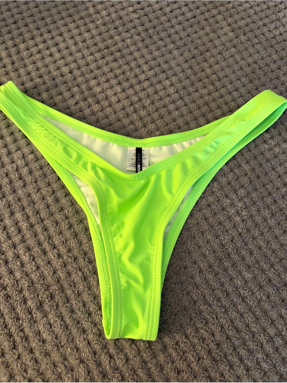 Fashion Nova Neon Lime High-Cut Bikini Bottom - Women Swim Size M